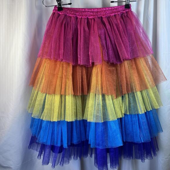 Just Pretend Layered Rainbow Tutu Skirt Ruffle Petticoat Kids One Size Fits Most - Picture 9 of 9